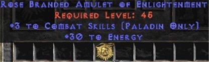 Paladin Amulet - 3 Combat Skills & 30 Energy - West Non-Ladder