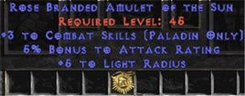 Paladin Amulet - 3 Combat Skills & 5% AR - West Non-Ladder