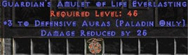 Paladin Amulet - 3 Defensive Auras & 25 PDR - West Non-Ladder