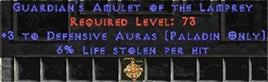 Paladin Amulet - 3 Defensive Auras & 6% LL - West Non-Ladder
