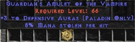 Paladin Amulet - 3 Defensive Auras & 8% ML - West Non-Ladder