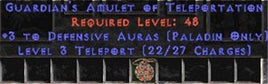 Paladin Amulet - 3 Defensive Auras & Teleport - West Non-Ladder