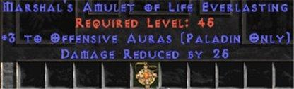 Paladin Amulet - 3 Offensive Auras & 25 PDR - Europe HC Ladder