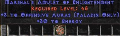 Paladin Amulet - 3 Offensive Auras & 30 Energy - East Ladder