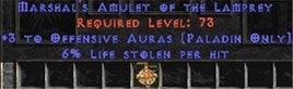Paladin Amulet - 3 Offensive Auras & 6% LL - West Non-Ladder