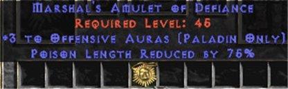Paladin Amulet - 3 Offensive Auras & 75% PLR - East Ladder