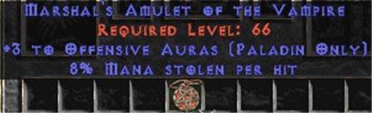 Paladin Amulet - 3 Offensive Auras & 8% ML - Europe Ladder