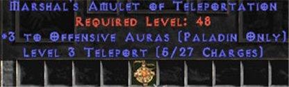 Paladin Amulet - 3 Offensive Auras & Teleport - East Ladder