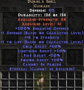 Duriel's Shell - Ethereal - 200% ED - Perfect - East Non-Ladder