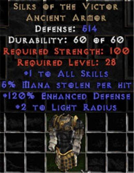 Silks of the Victor - 514 Def, +120% ED - Perfect - West Non-Ladder