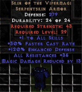 Skin of the Vipermagi - 35 Res All & 13 MDR - Perfect - West Non-Ladder