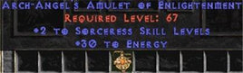 Sorceress Amulet - 2 All Sorc Skills & 30 Energy - West Non-Ladder