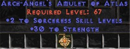 Sorceress Amulet - 2 All Sorc Skills & 30 Str - West Non-Ladder