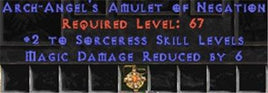 Sorceress Amulet - 2 All Sorc Skills & 6 MDR - West Non-Ladder