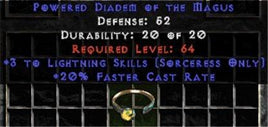 +3 Sorceress Lightning Skills/20% FCR Diadem/Tiara/Circlet - West Non-Ladder