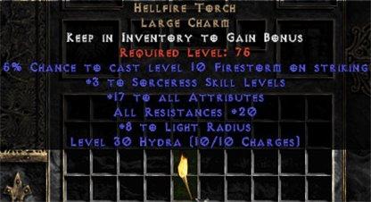 Sorceress Hellfire 20 Resist All/17-19 Stats - West Non-Ladder
