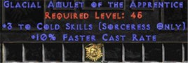 Sorceress Amulet - 3 Cold Spells & 10% FCR - West Non-Ladder