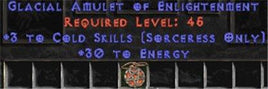 Sorceress Amulet - 3 Cold Spells & 30 Energy - West Non-Ladder