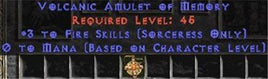 Sorceress Amulet - 3 Fire Spells & 0.75 MPL - West Non-Ladder