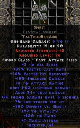 Spirit Crystal Sword - 30-34% FCR - West Non-Ladder