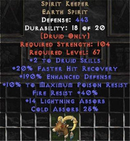 Spirit Keeper - 2 Skills & 25% Cold Absorb - West Non-Ladder