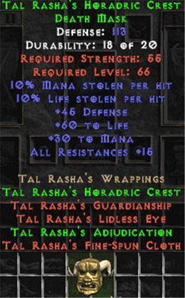 Tal Rasha's Horadric Crest - 131 Def - Perfect - West Non-Ladder