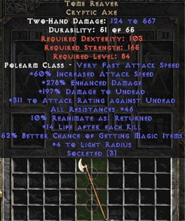 Tomb Reaver - Ethereal - 3 Sockets - West Non-Ladder