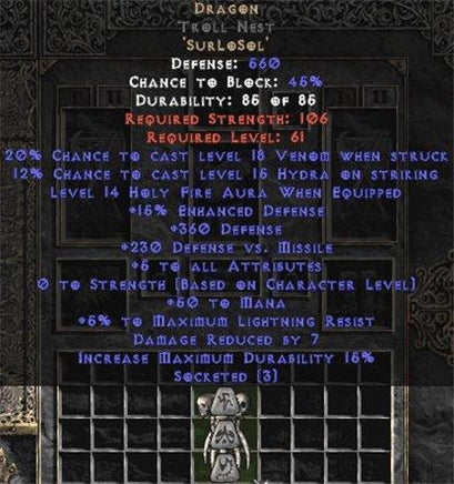 Dragon Troll Nest - 5 All Stats - Perfect - East Non-Ladder