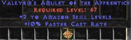 Amazon Amulet - 2 All Zon Skills & 10% FCR - West Non-Ladder