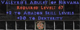 Amazon Amulet - 2 All Zon Skills & 30 Dex - Europe Ladder