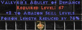 Amazon Amulet - 2 All Zon Skills & 75% PLR - West Non-Ladder