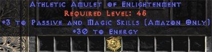 Amazon Amulet - 3 Passive/Magic Skills & 30 Energy - Europe HC Ladder