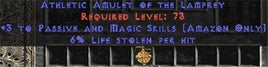 Amazon Amulet - 3 Passive/Magic Skills & 6% LL - Europe Ladder