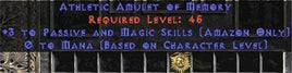 Amazon Amulet - 3 Passive/Magic Skills & 0.75 MPL - West Non-Ladder